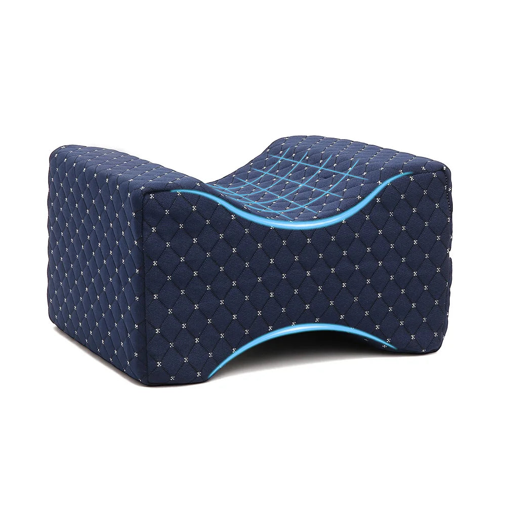 Image produit d'un coussin genoux ergonomique bleu sur fond blanc