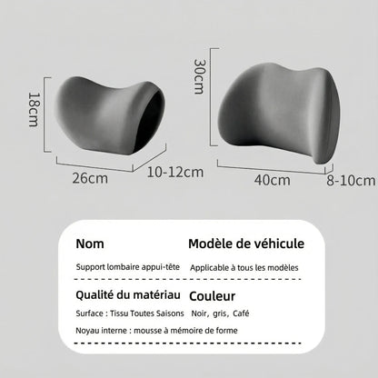 Image descriptive des caractéristiques techniques du coussin lombaire - design premium