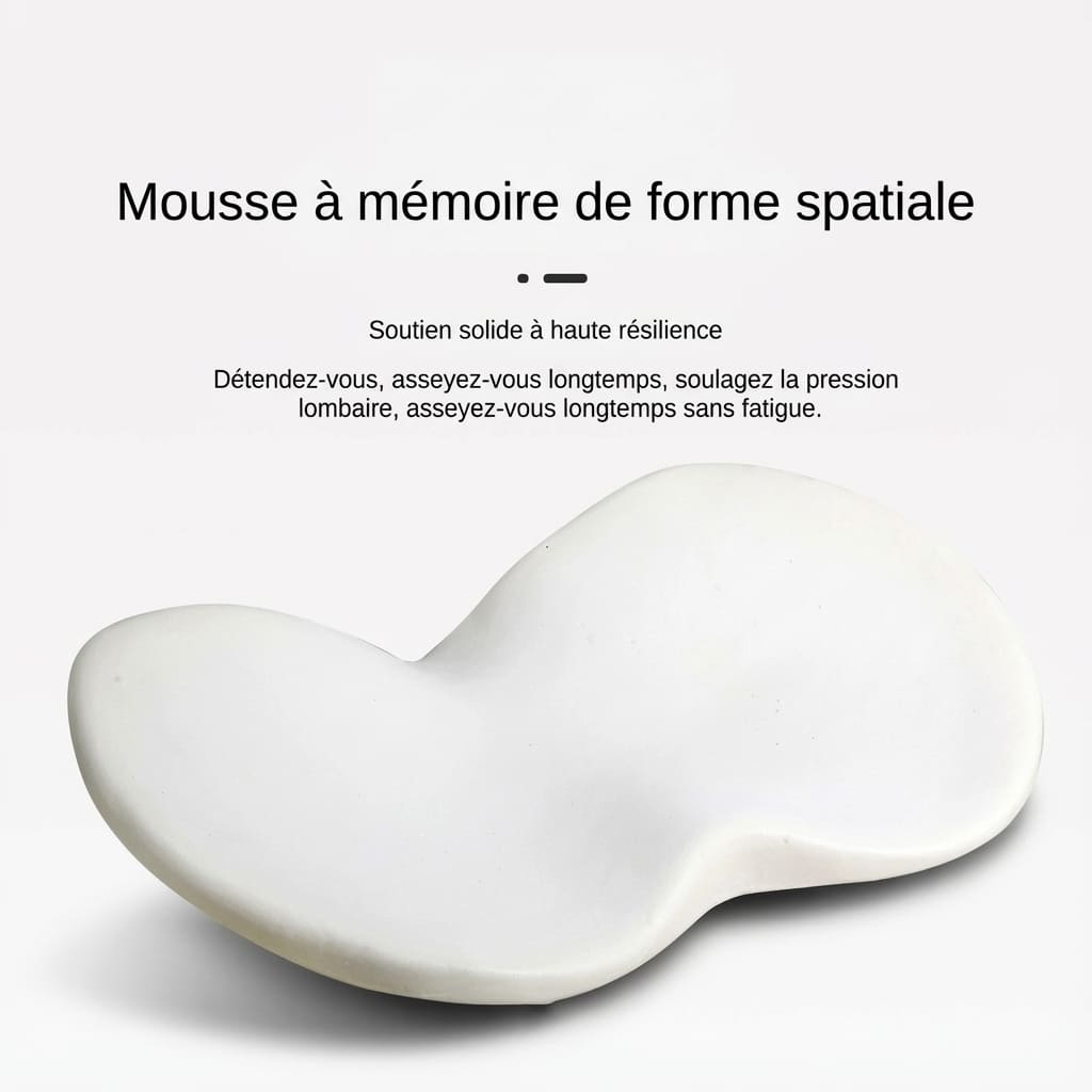 Coussin d'assise ergonomique noir pour siège de voiture posé sur un support texturé, illustrant un design universel pour un confort de conduite amélioré