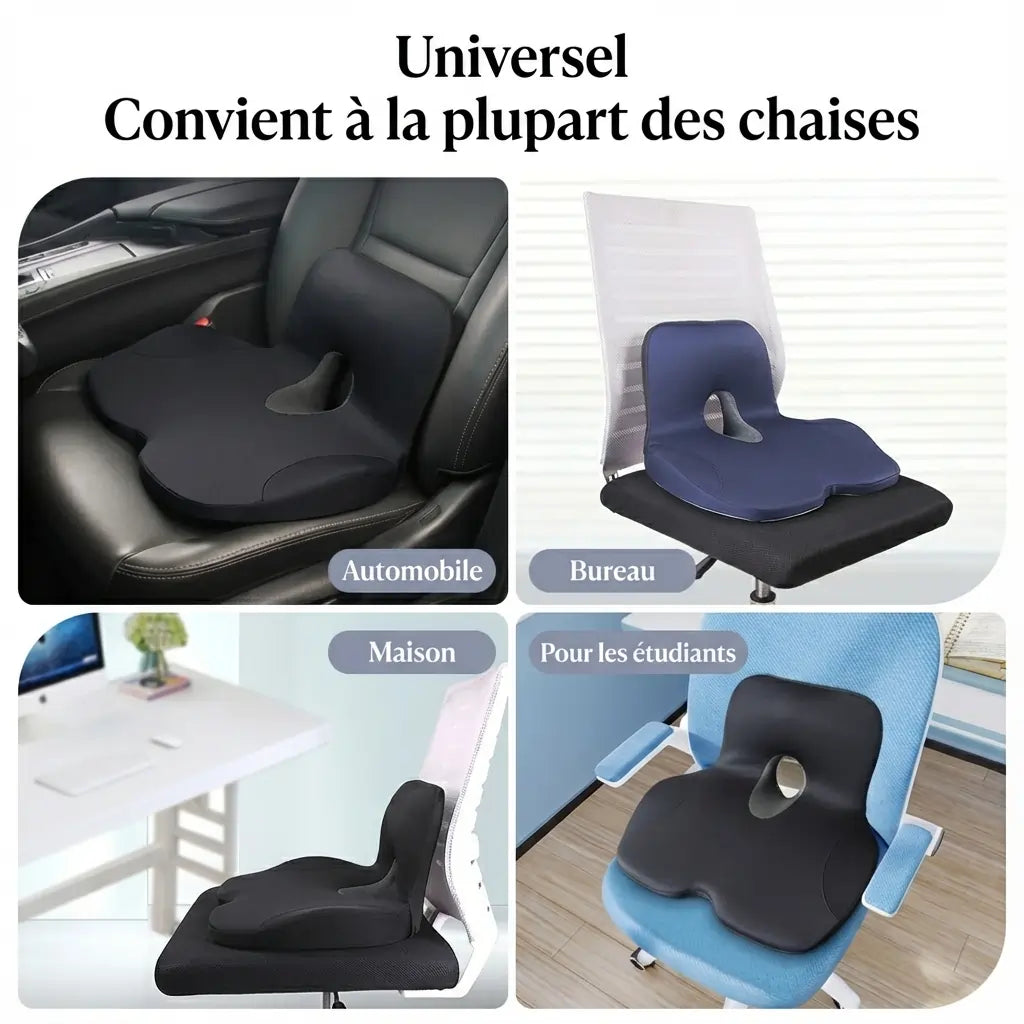 Coussin ergonomique universel utilisé pour le siège auto, la chaise de bureau et l'étude à la maison.