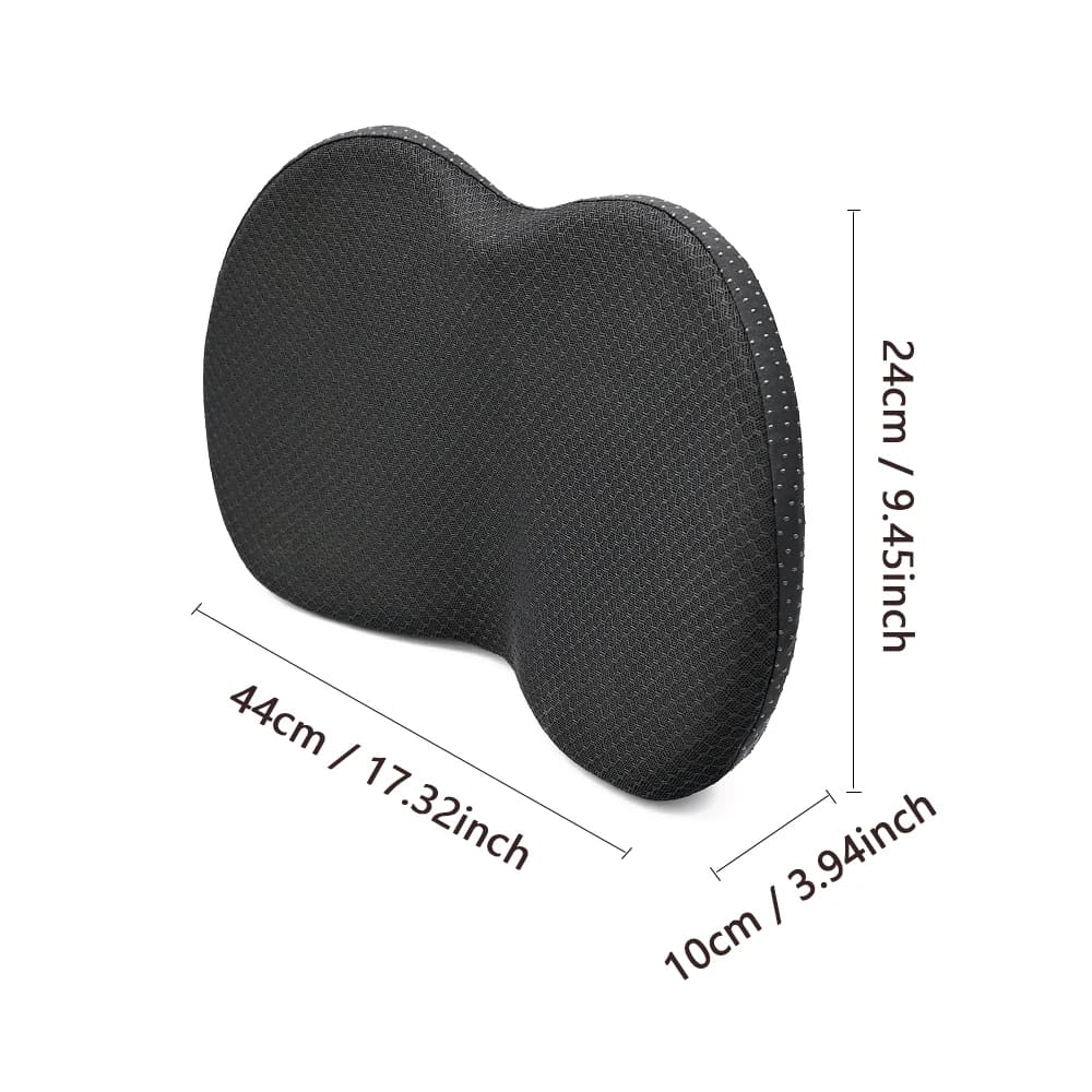 Schéma technique de l'oreiller cervical blanc indiquant une longueur de 50 cm, une largeur de 30 cm et une double hauteur de 10 cm et 5,5 cm pour un soutien ergonomique.