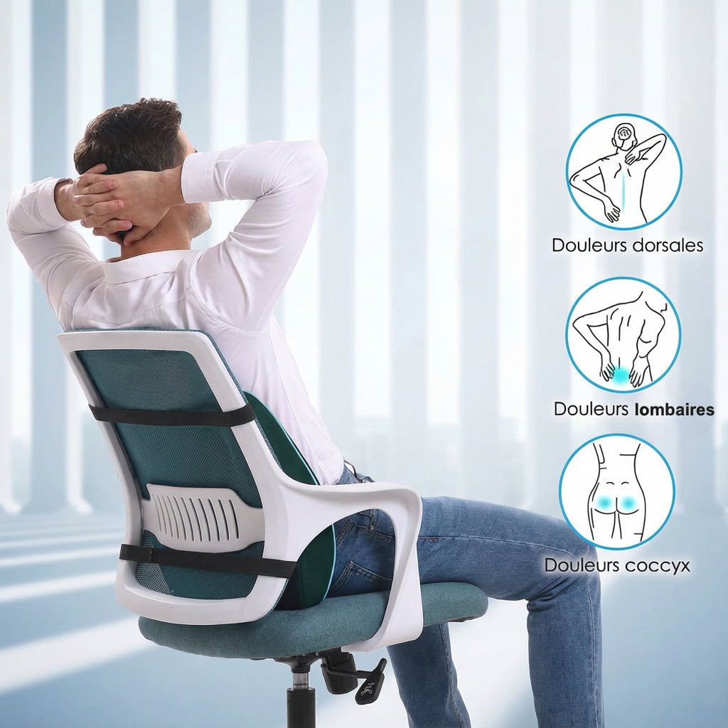 image descriptive des douleurs concernees par le coussin mixte dos et lombaire